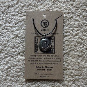 Virgo Zodiac Pendant Necklace in Black and Silver